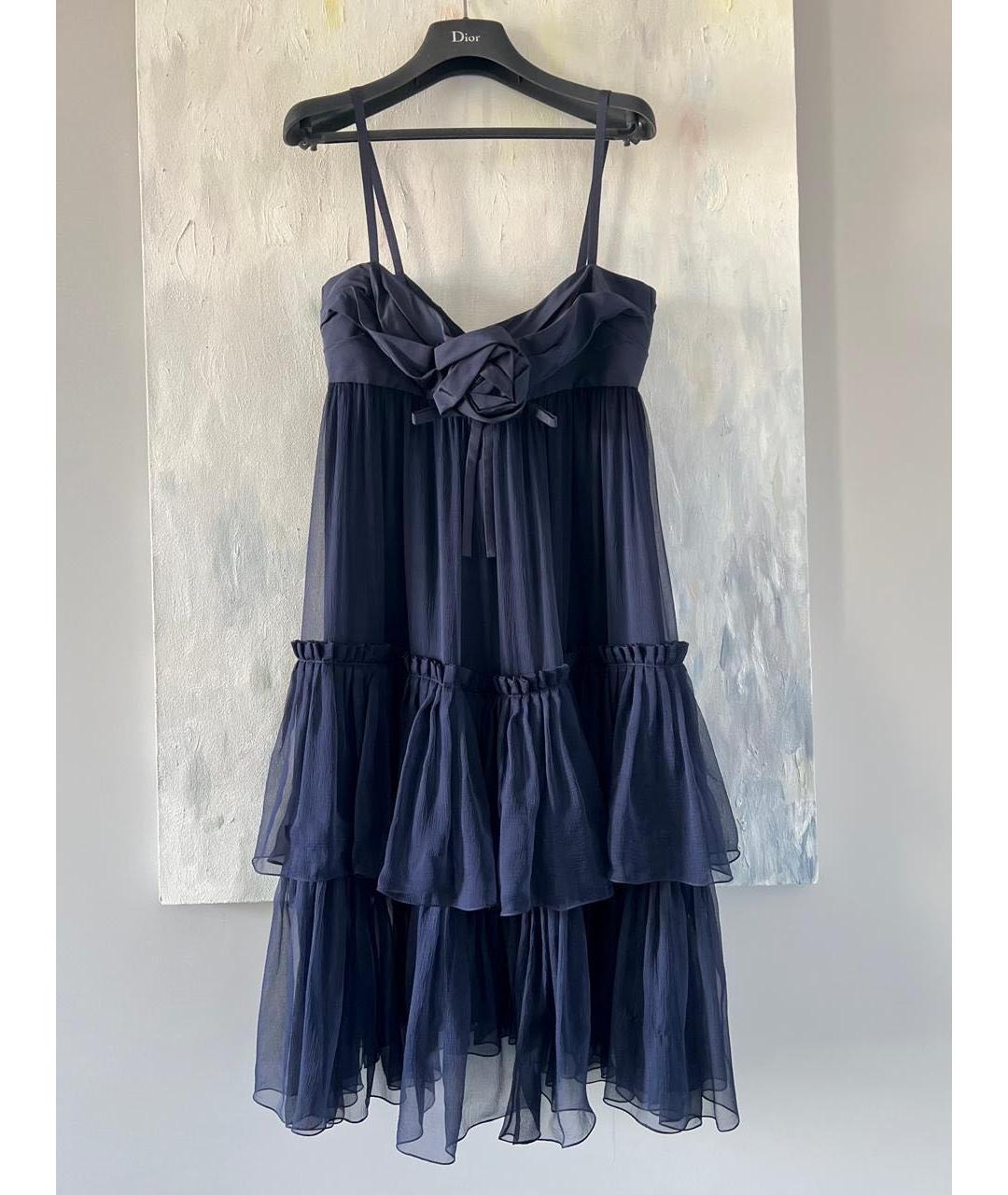 CHRISTIAN DIOR PRE-OWNED Синее шелковое коктейльное платье, фото 8