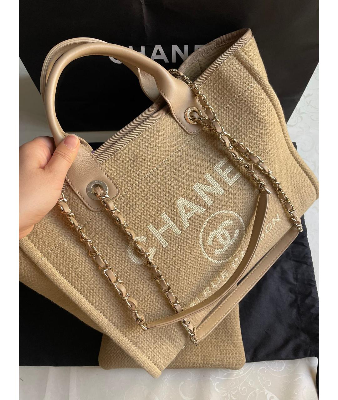 CHANEL Бежевая сумка тоут, фото 6