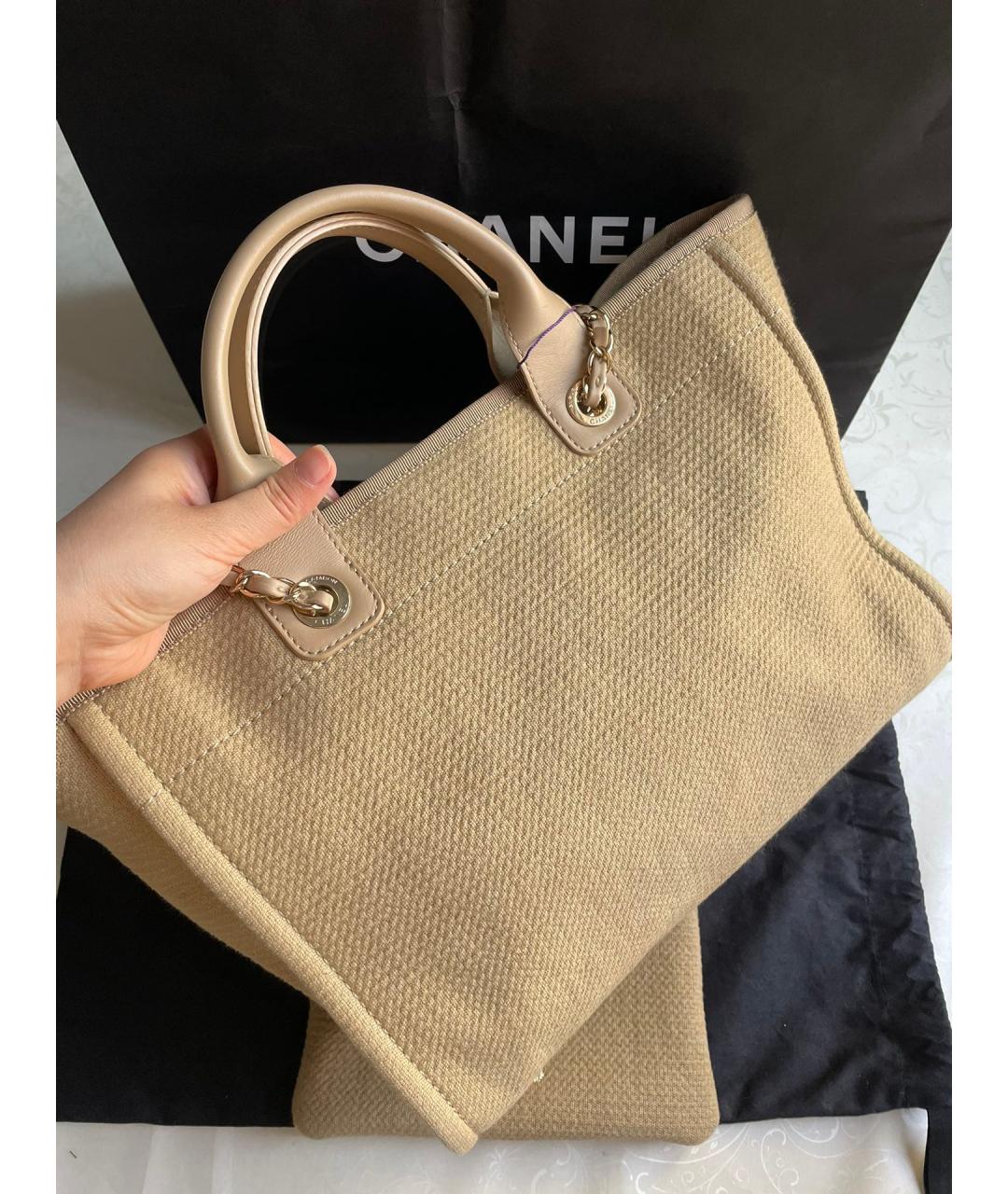 CHANEL Бежевая сумка тоут, фото 2