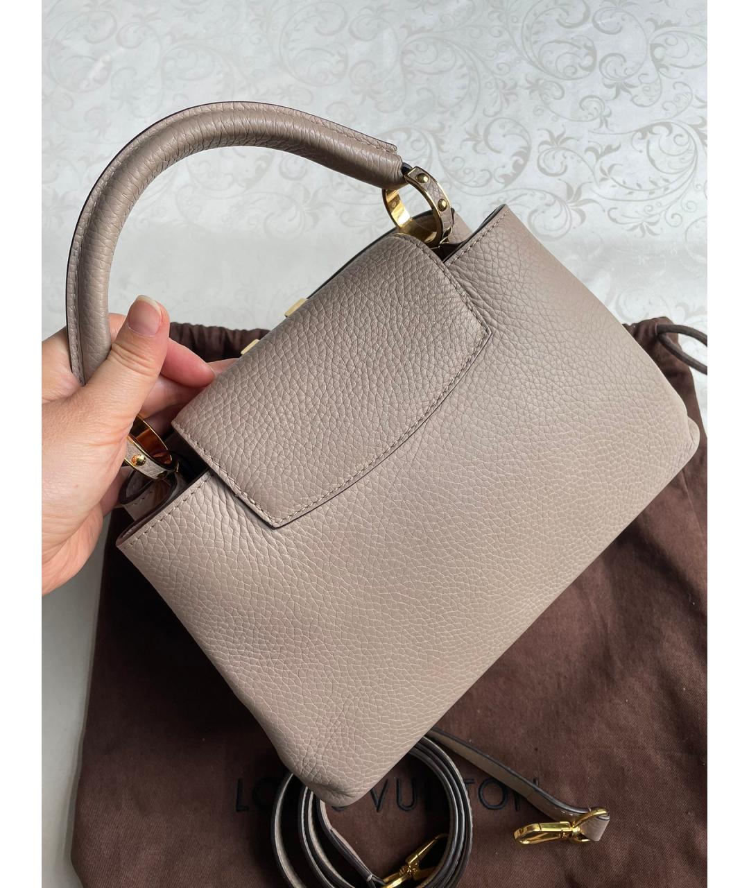 LOUIS VUITTON Серая кожаная сумка с короткими ручками, фото 2