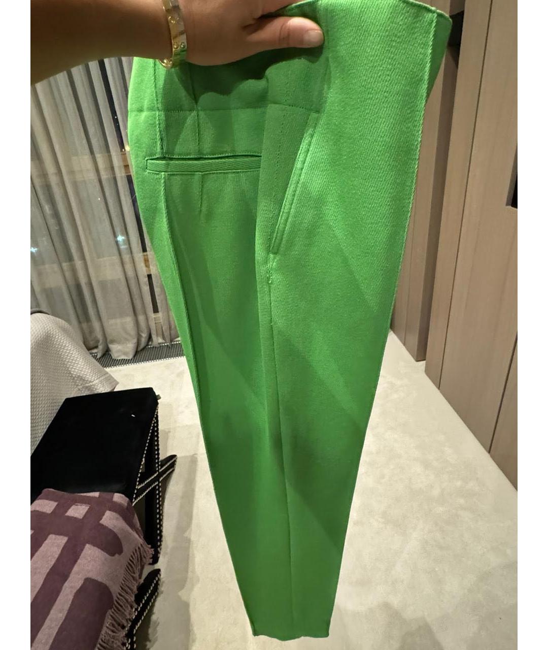 CELINE Зеленые шерстяные брюки узкие, фото 2