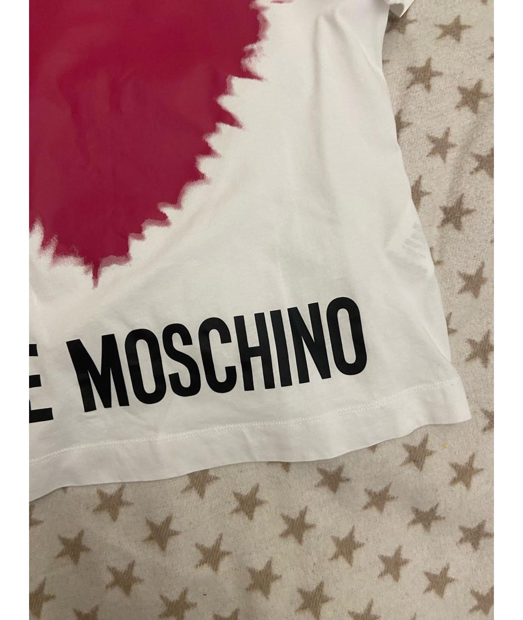 LOVE MOSCHINO Белая хлопковая футболка, фото 3