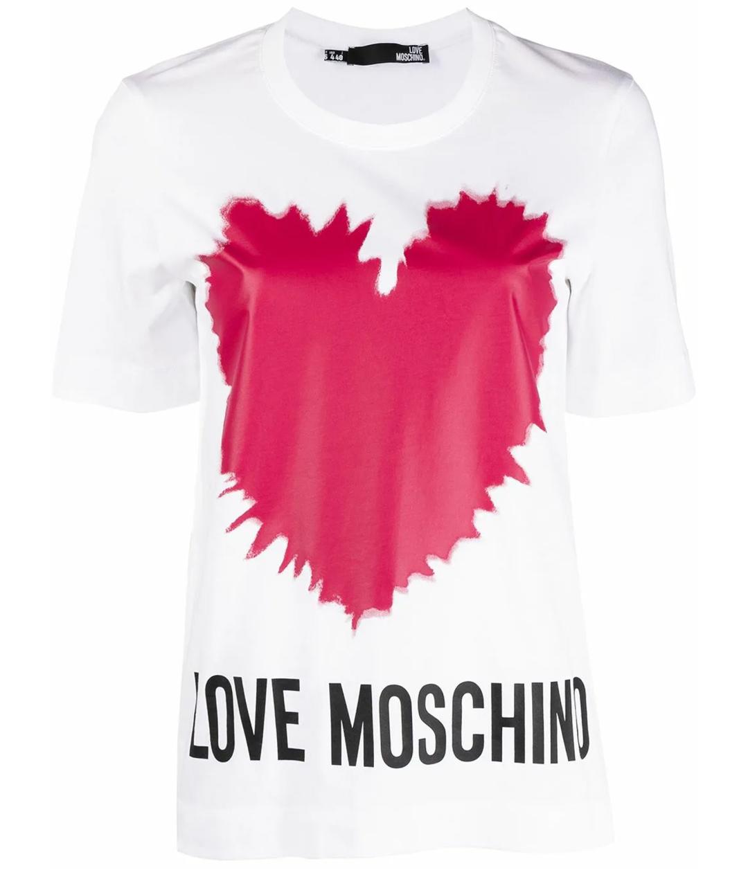 LOVE MOSCHINO Белая хлопковая футболка, фото 1