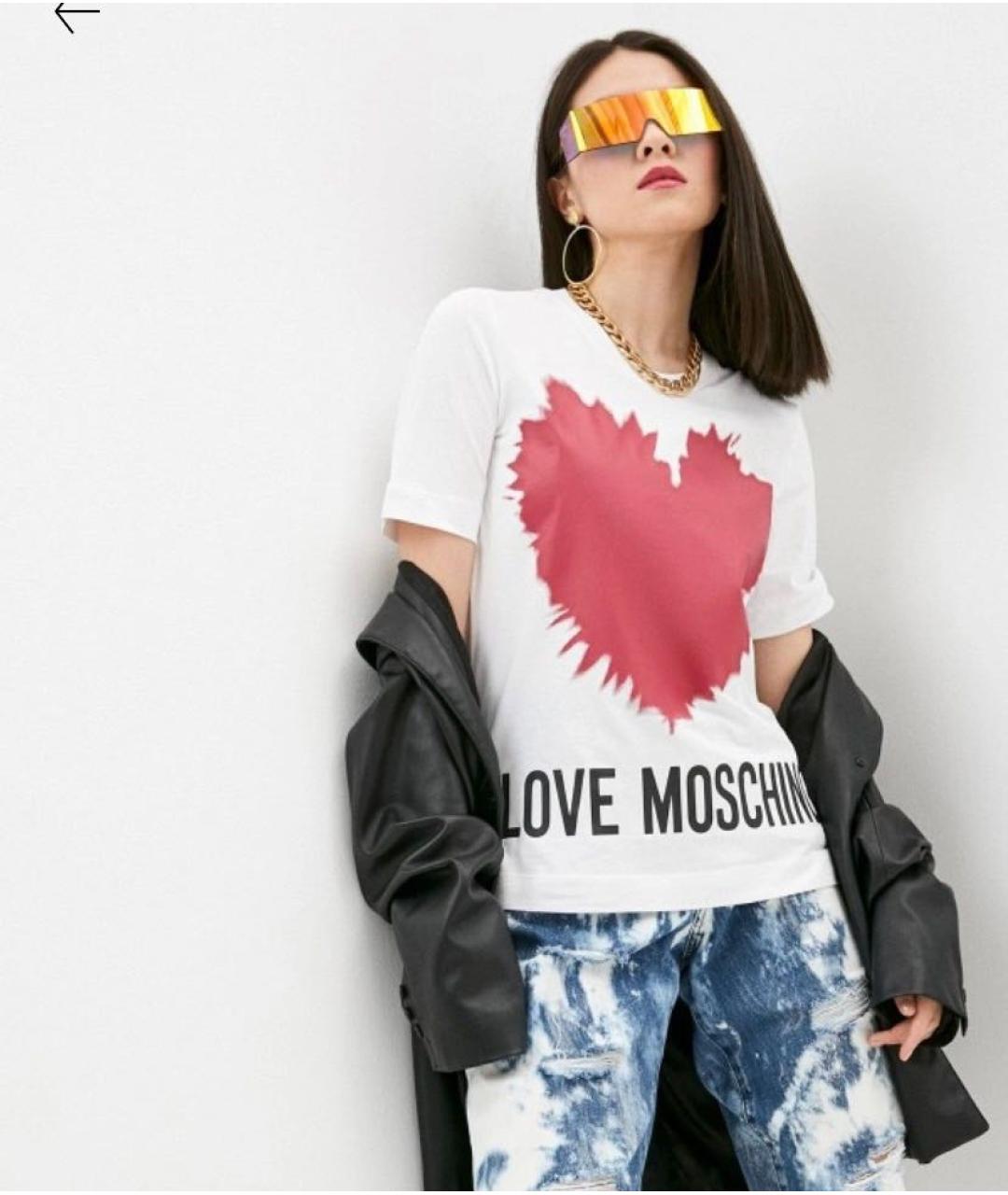 LOVE MOSCHINO Белая хлопковая футболка, фото 8