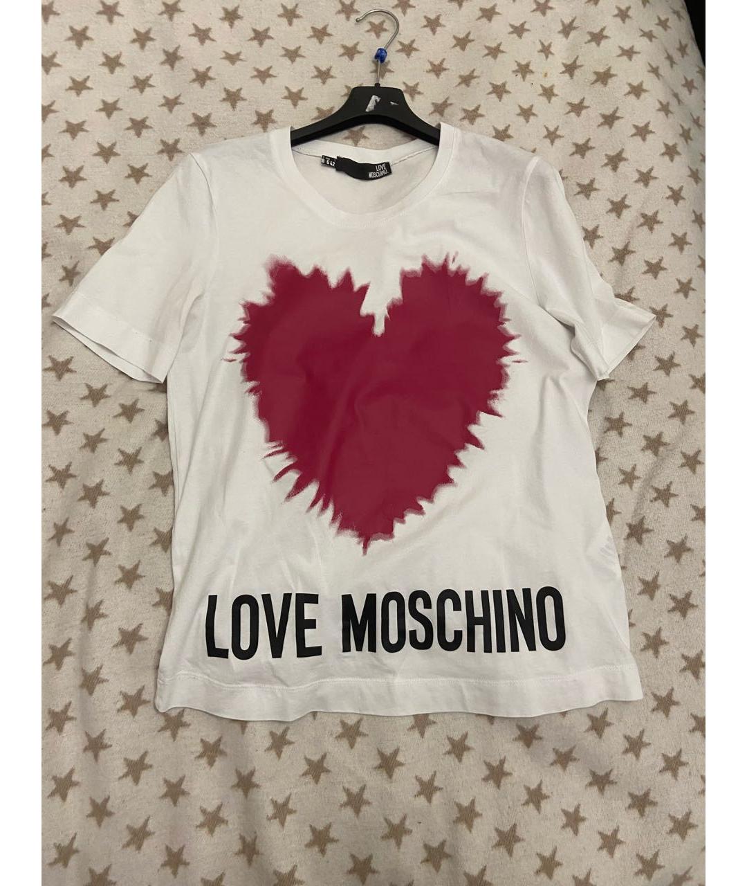 LOVE MOSCHINO Белая хлопковая футболка, фото 9