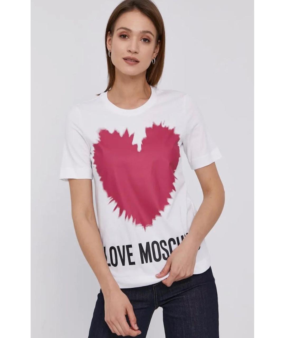 LOVE MOSCHINO Белая хлопковая футболка, фото 7