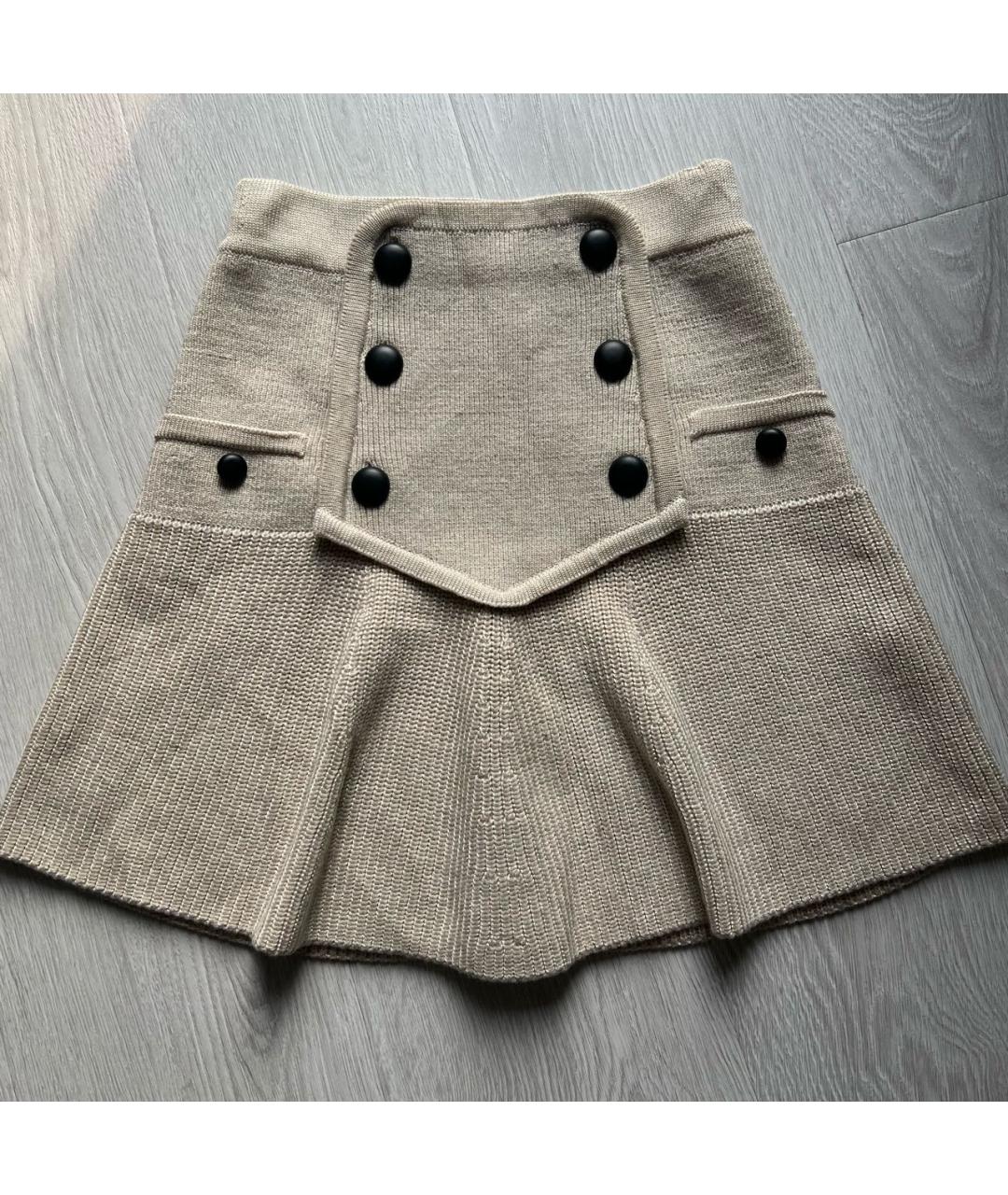 ISABEL MARANT Бежевая вискозная юбка мини, фото 3