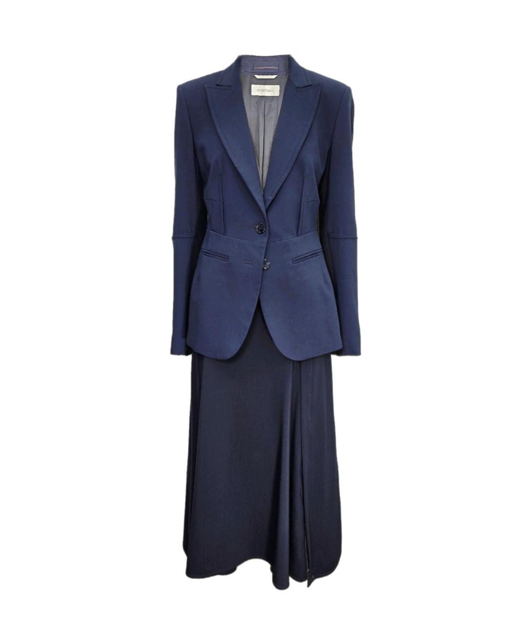 SPORTMAX Синий шерстяной костюм с юбками, фото 1