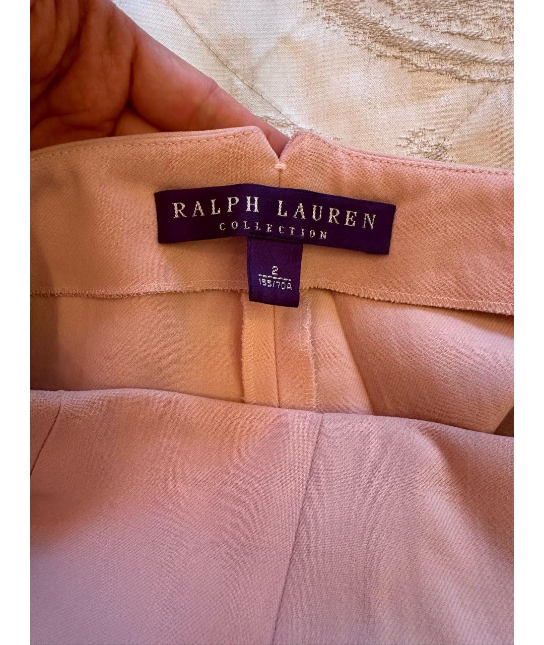 RALPH LAUREN PURPLE LABEL Розовые шерстяные брюки узкие, фото 2