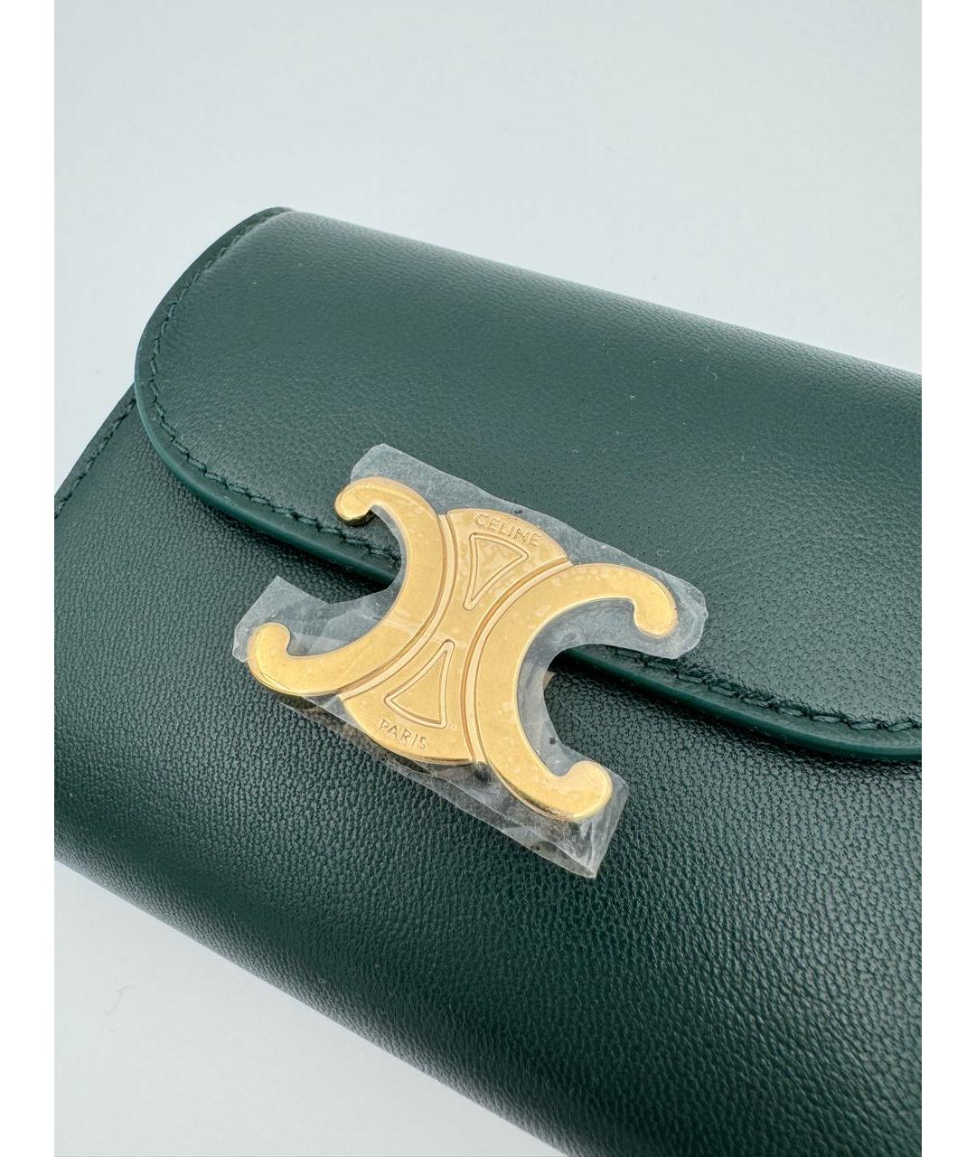 CELINE PRE-OWNED Зеленый кожаный кошелек, фото 3