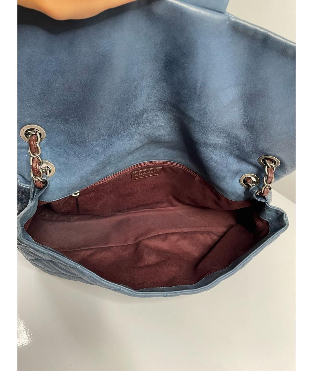 CHANEL Темно-синяя кожаная сумка через плечо, фото 7