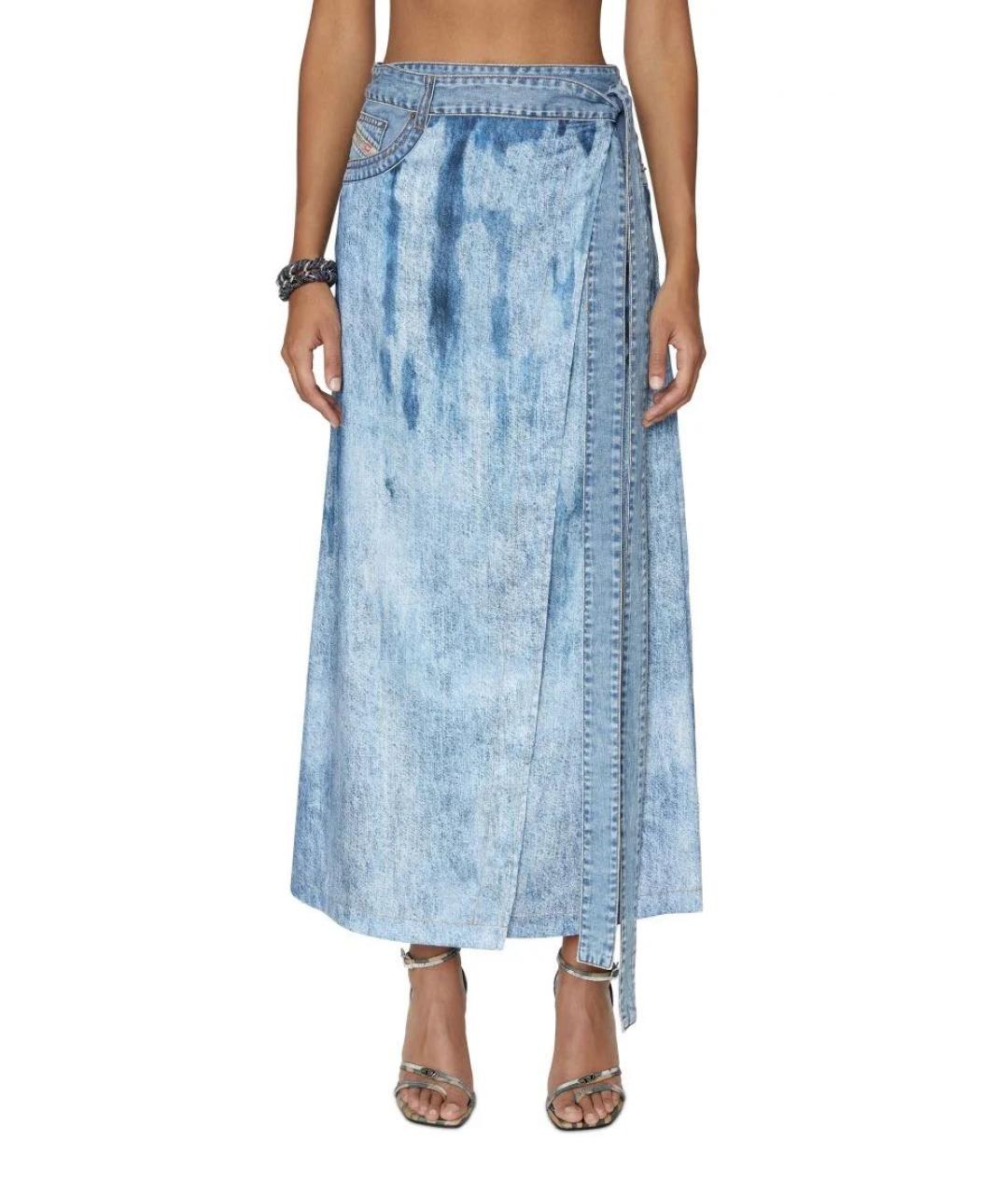 DIESEL Синяя полиэстеровая юбка макси, фото 8