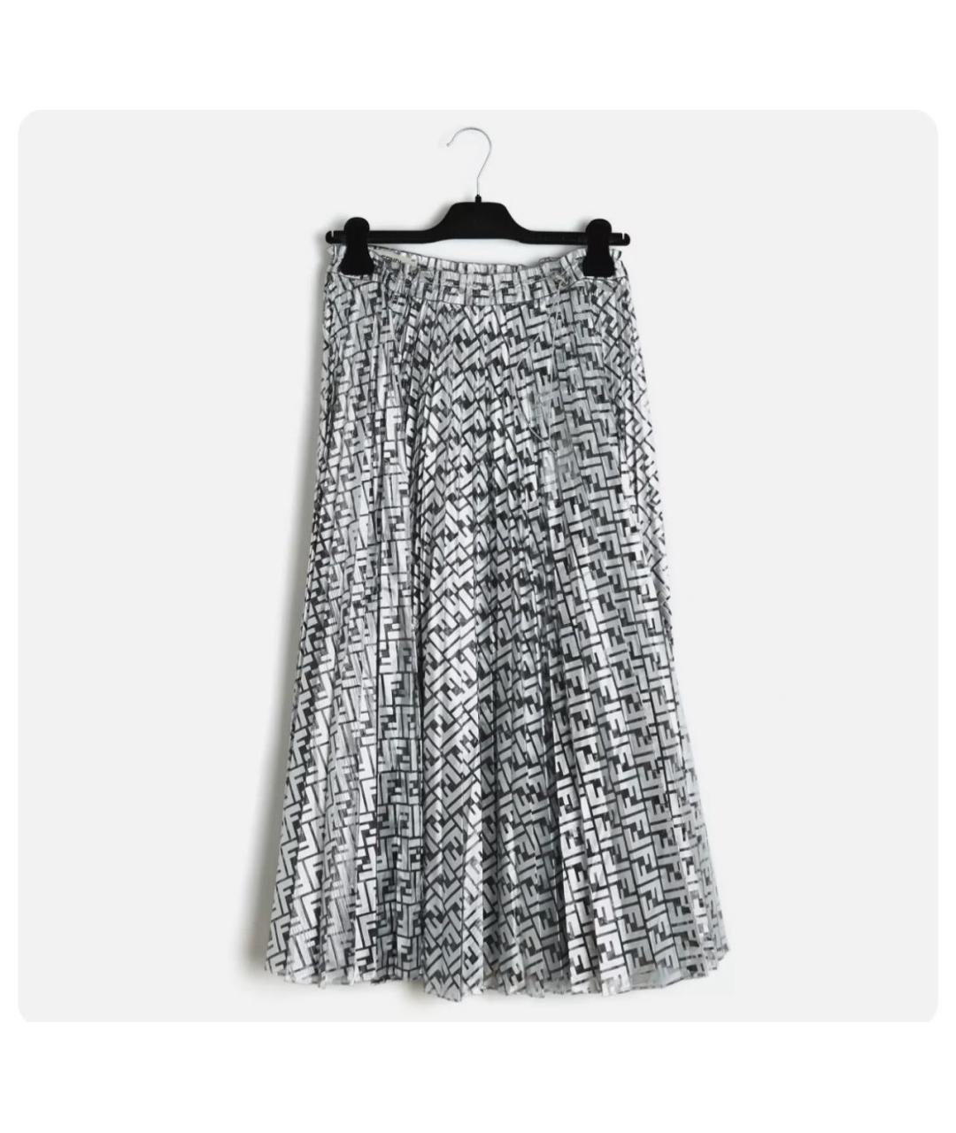FENDI Серебряная полиамидовая юбка макси, фото 6