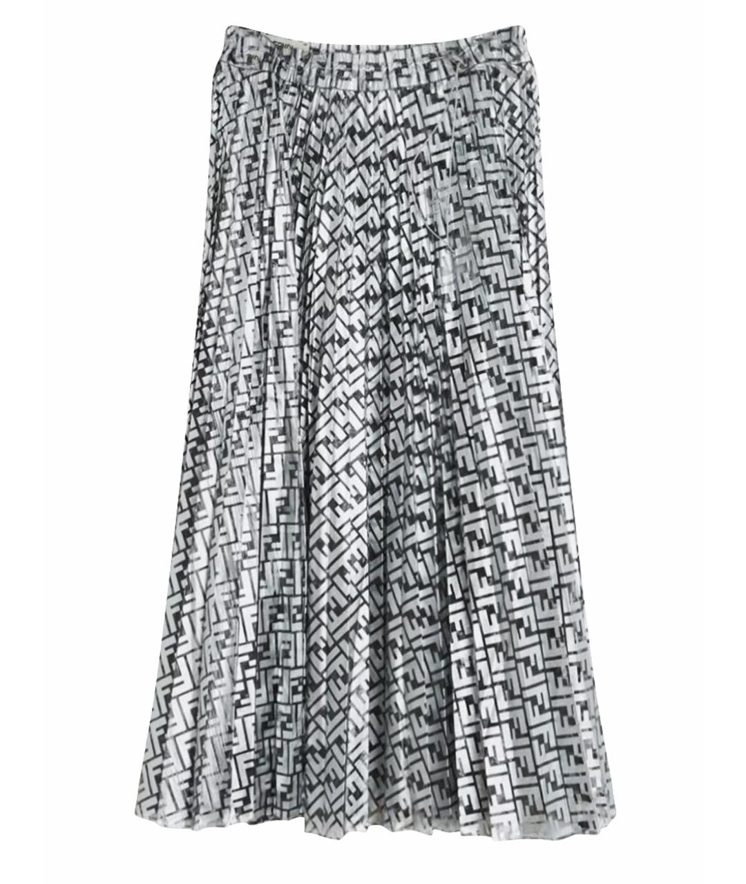 FENDI Серебряная полиамидовая юбка макси, фото 1