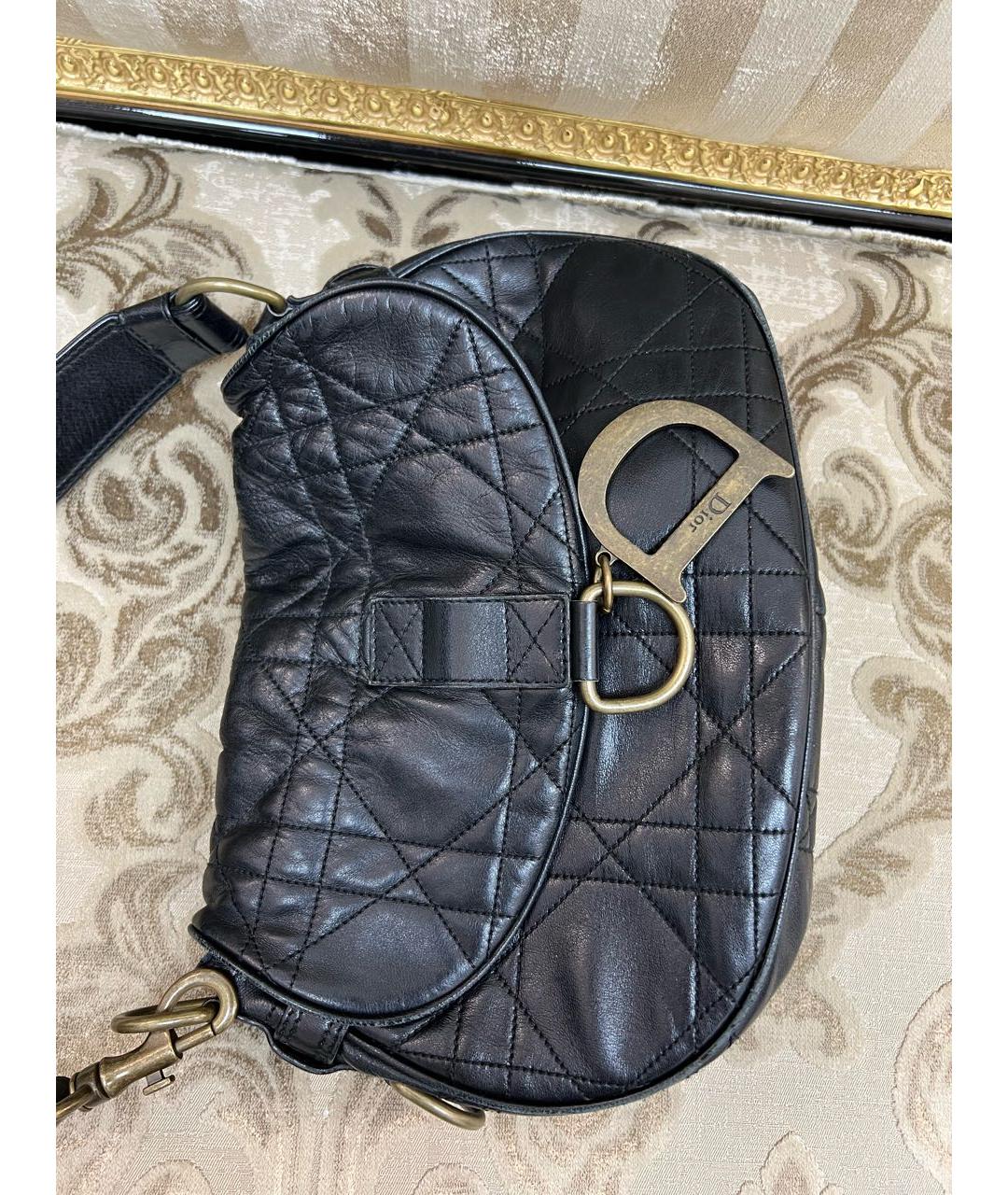 CHRISTIAN DIOR Черная кожаная сумка с короткими ручками, фото 3