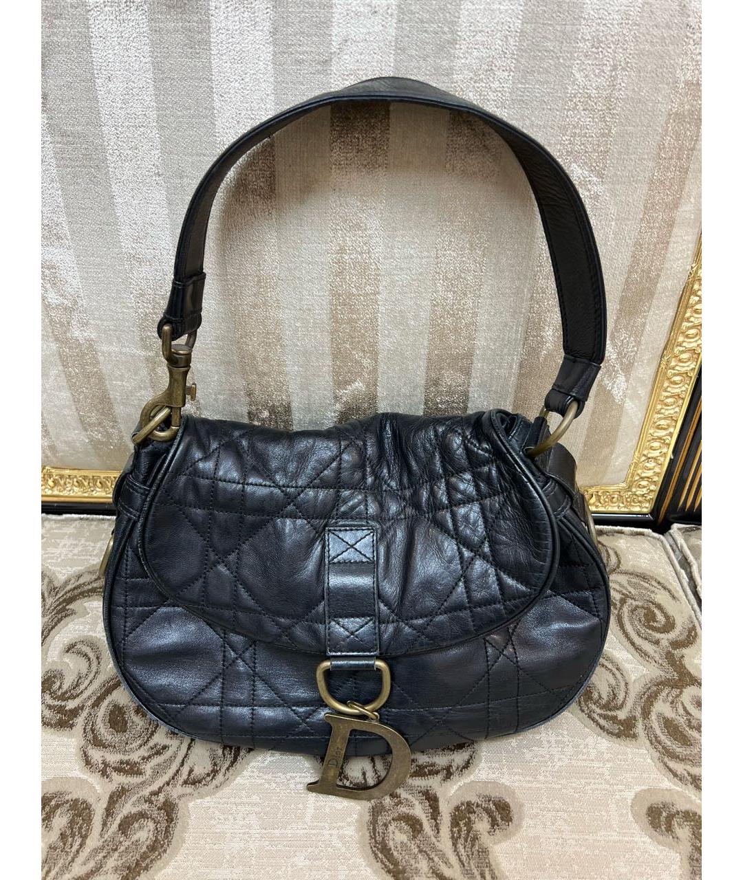CHRISTIAN DIOR Черная кожаная сумка с короткими ручками, фото 2