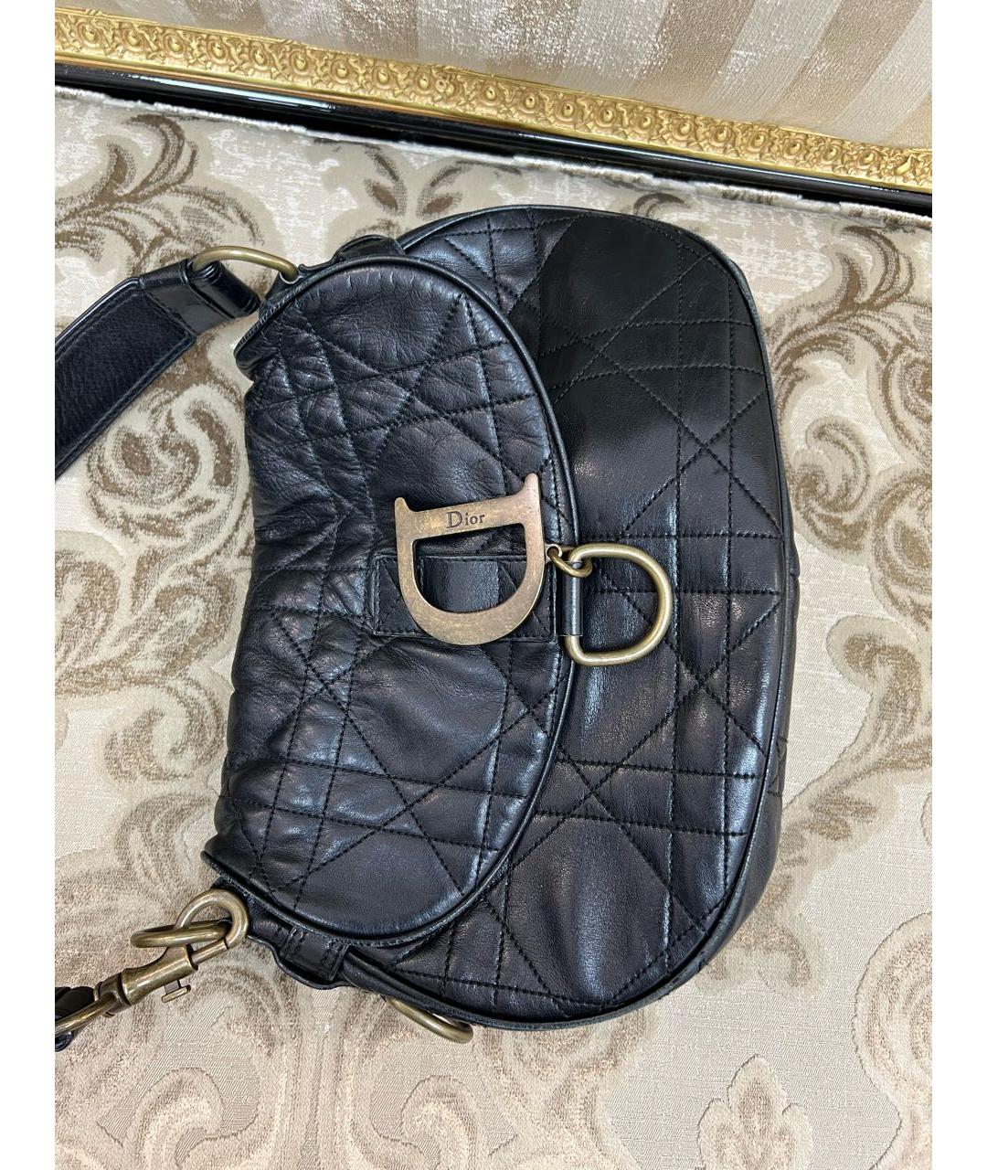 CHRISTIAN DIOR Черная кожаная сумка с короткими ручками, фото 4