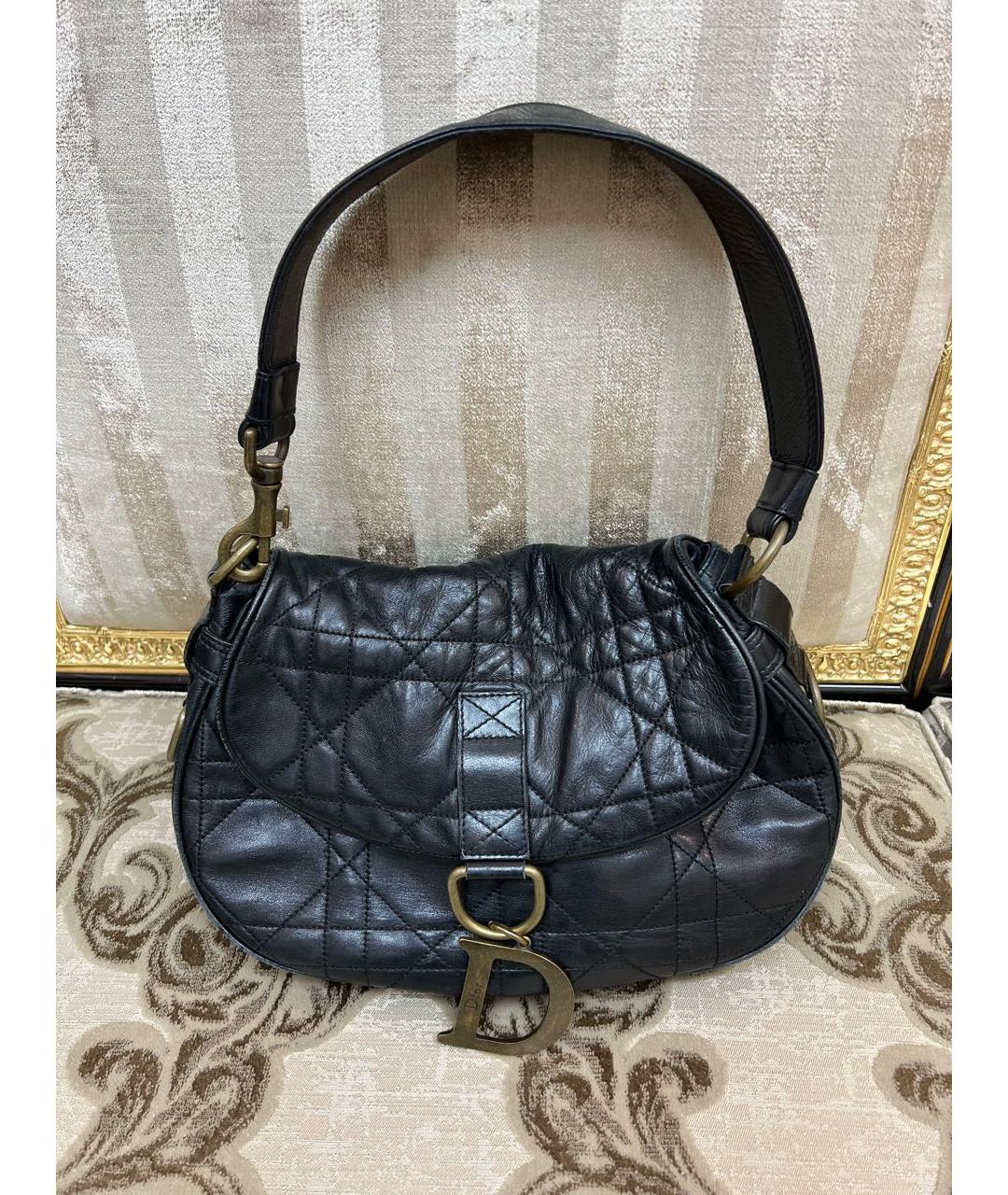 CHRISTIAN DIOR Черная кожаная сумка с короткими ручками, фото 9