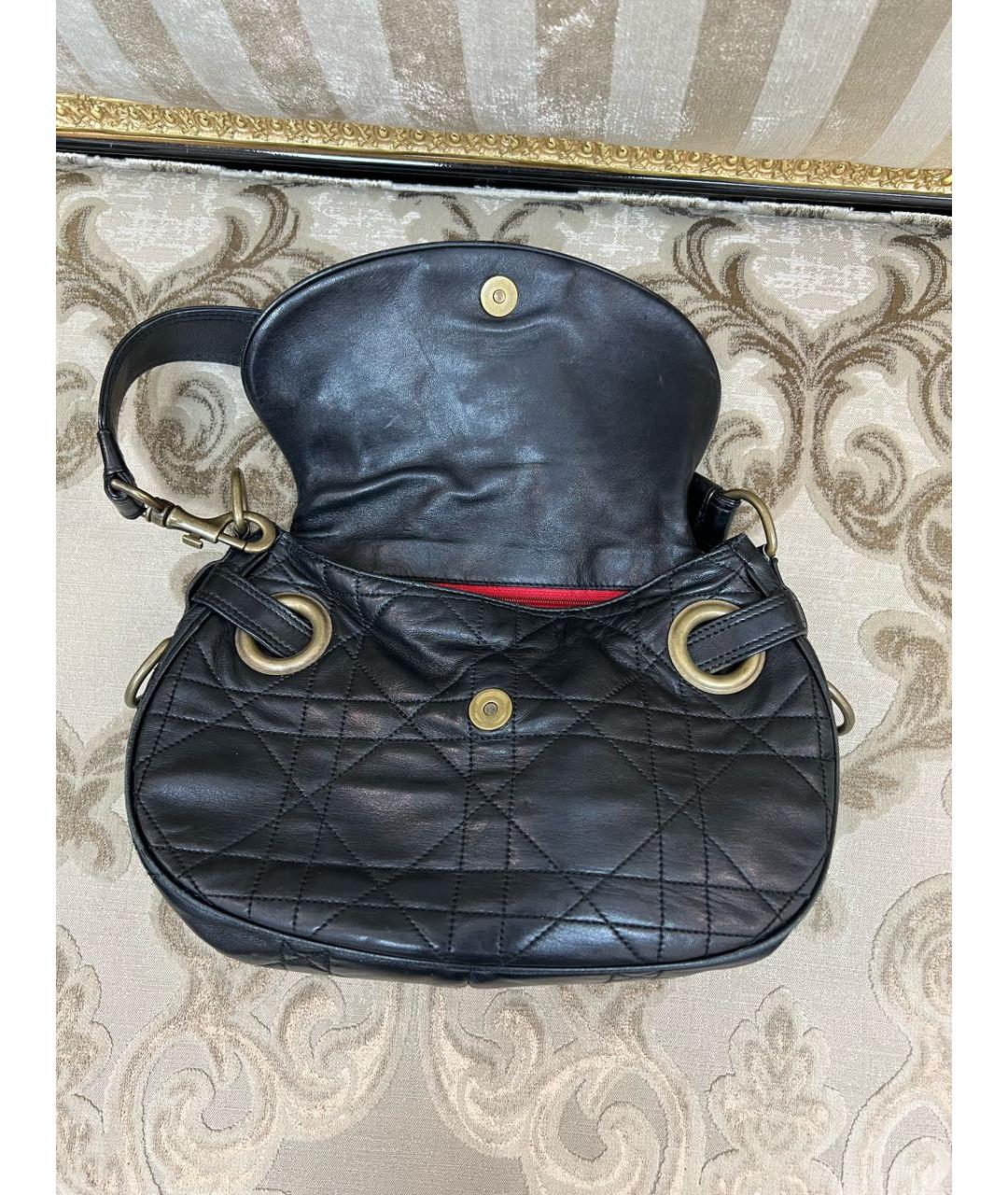 CHRISTIAN DIOR Черная кожаная сумка с короткими ручками, фото 5