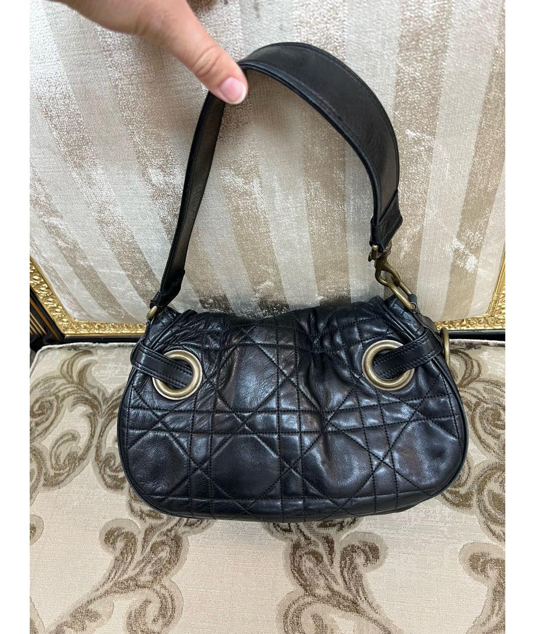 CHRISTIAN DIOR Черная кожаная сумка с короткими ручками, фото 8