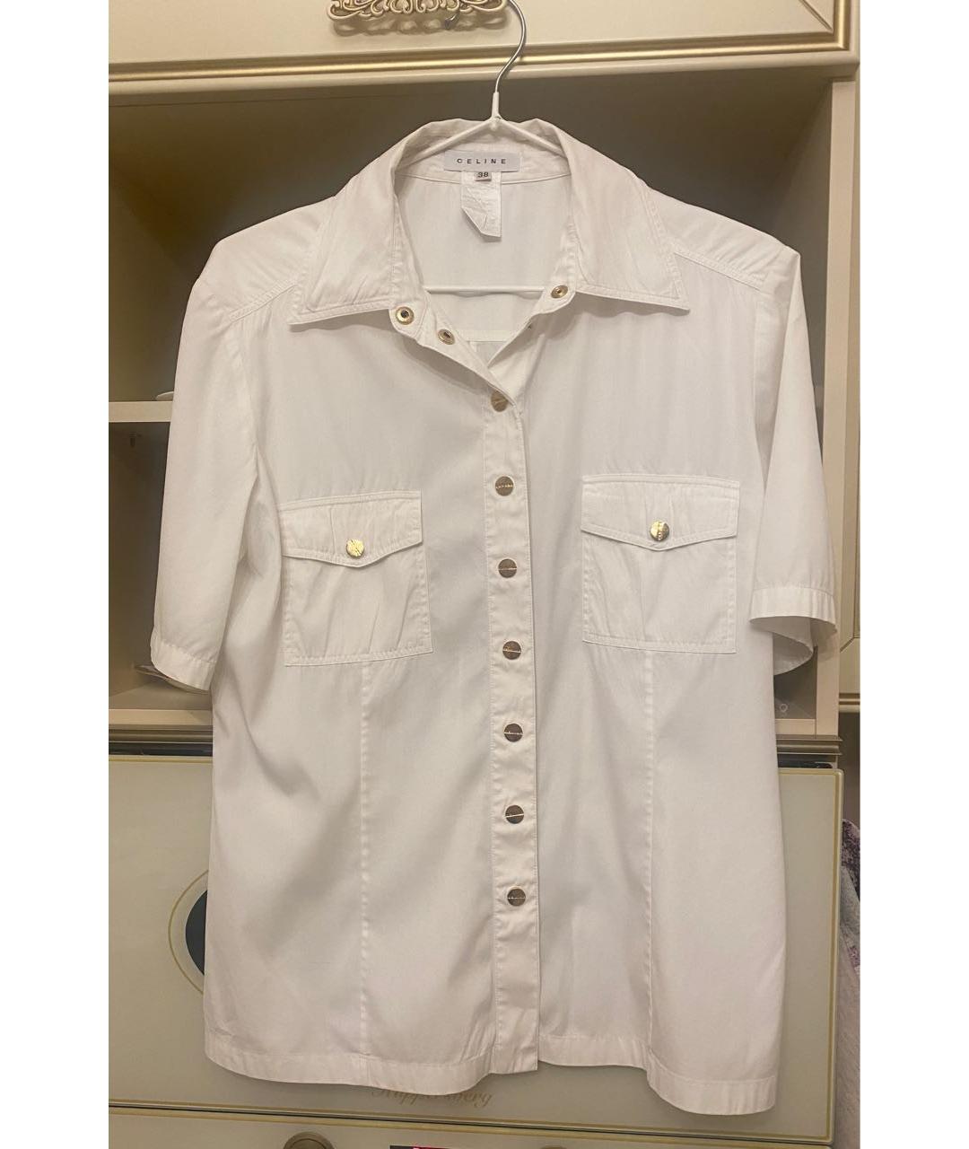 CELINE Белая хлопко-эластановая рубашка, фото 6