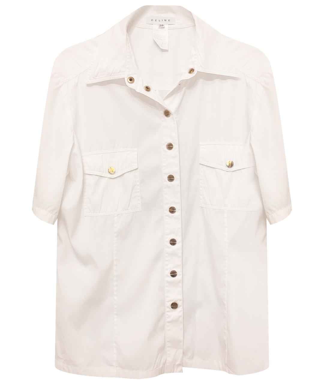 CELINE Белая хлопко-эластановая рубашка, фото 1