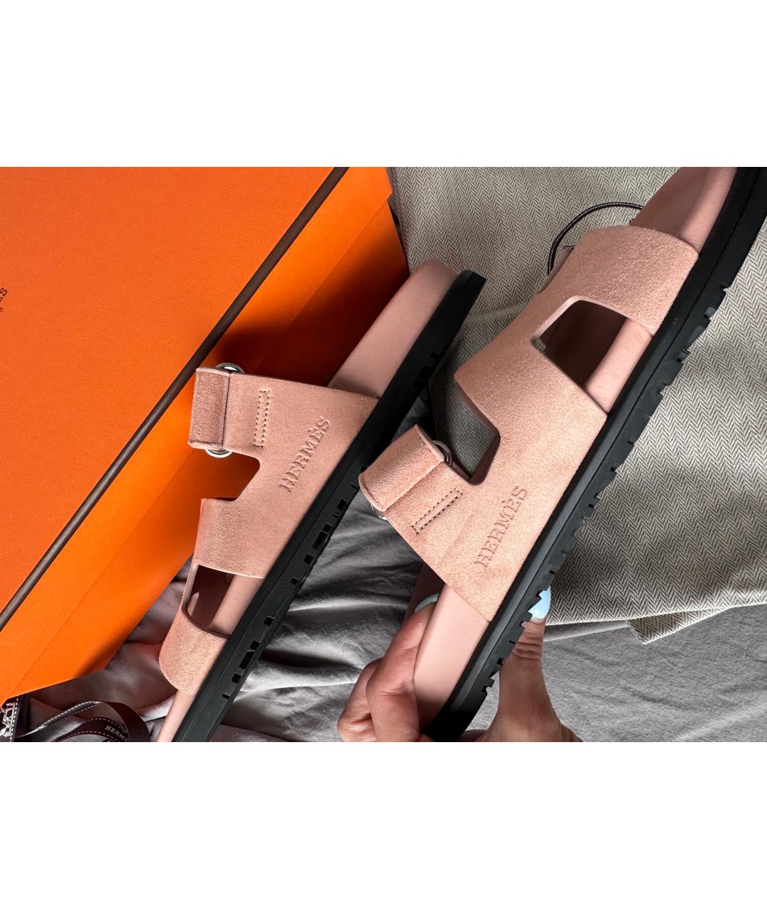 HERMES PRE-OWNED Розовые кожаные сандалии, фото 8