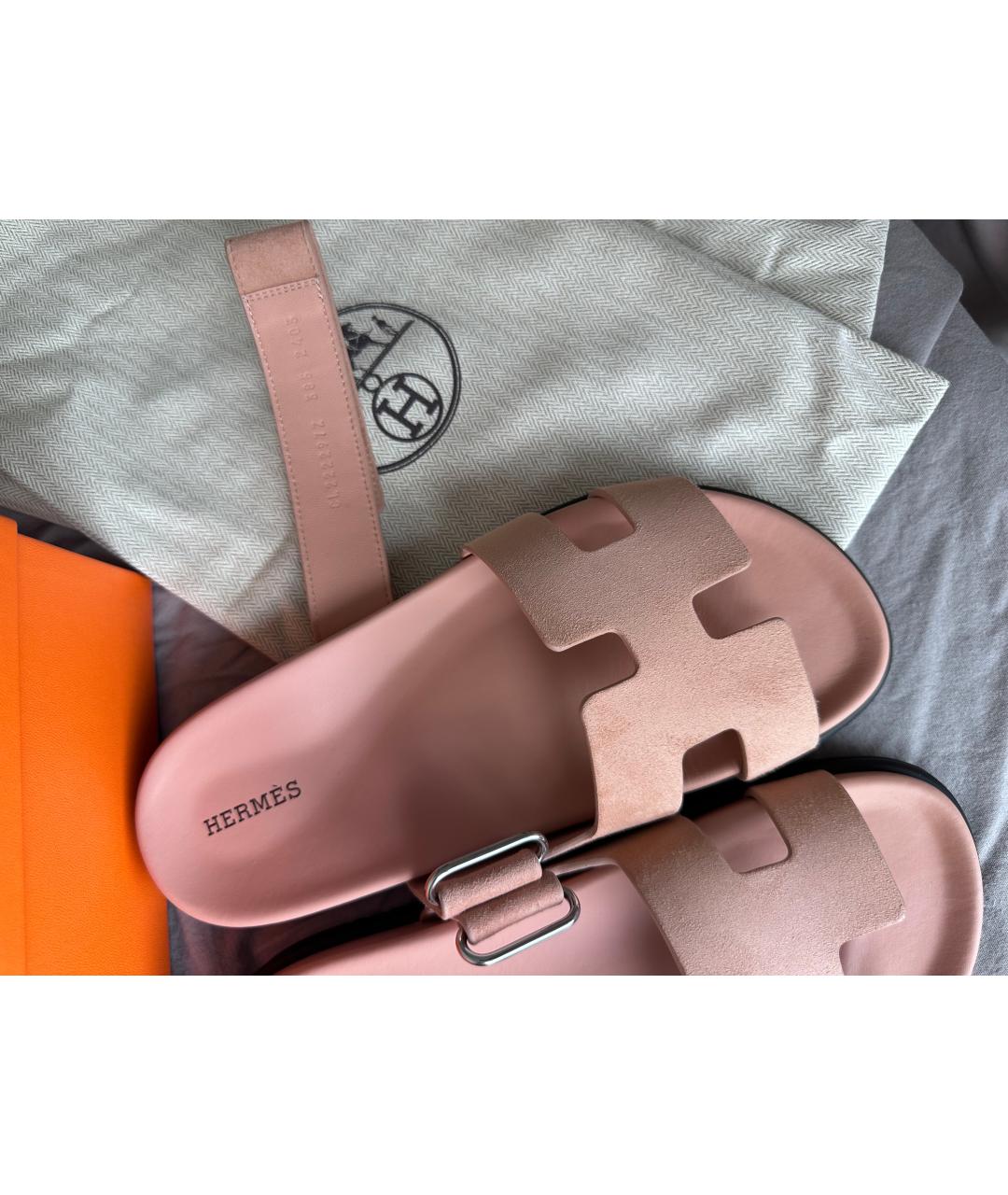 HERMES PRE-OWNED Розовые кожаные сандалии, фото 4