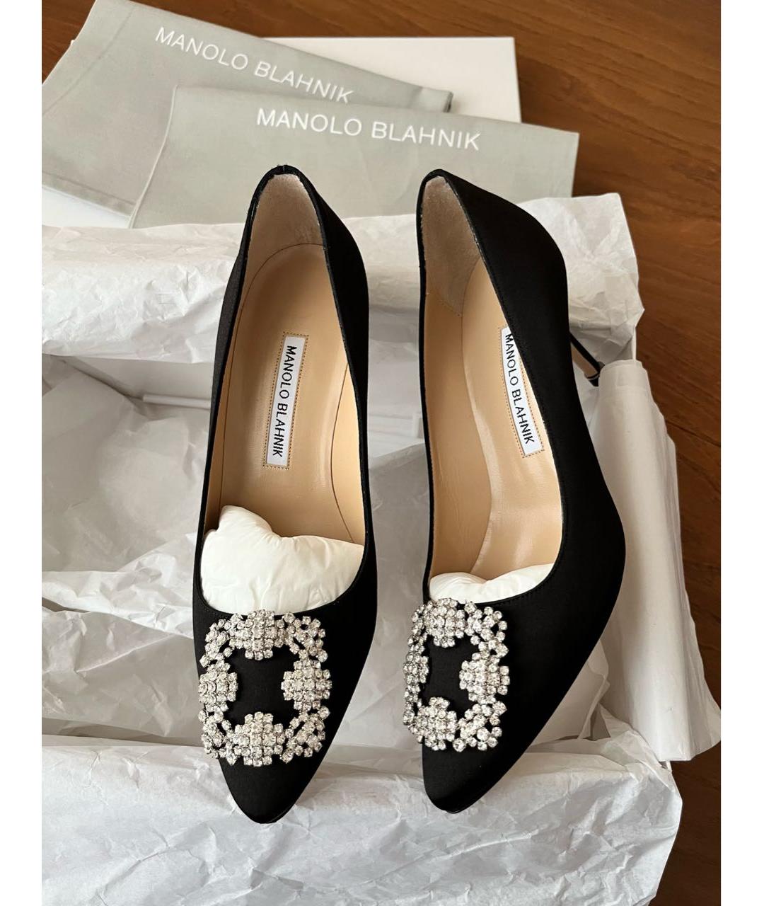 MANOLO BLAHNIK Черные текстильные туфли, фото 5