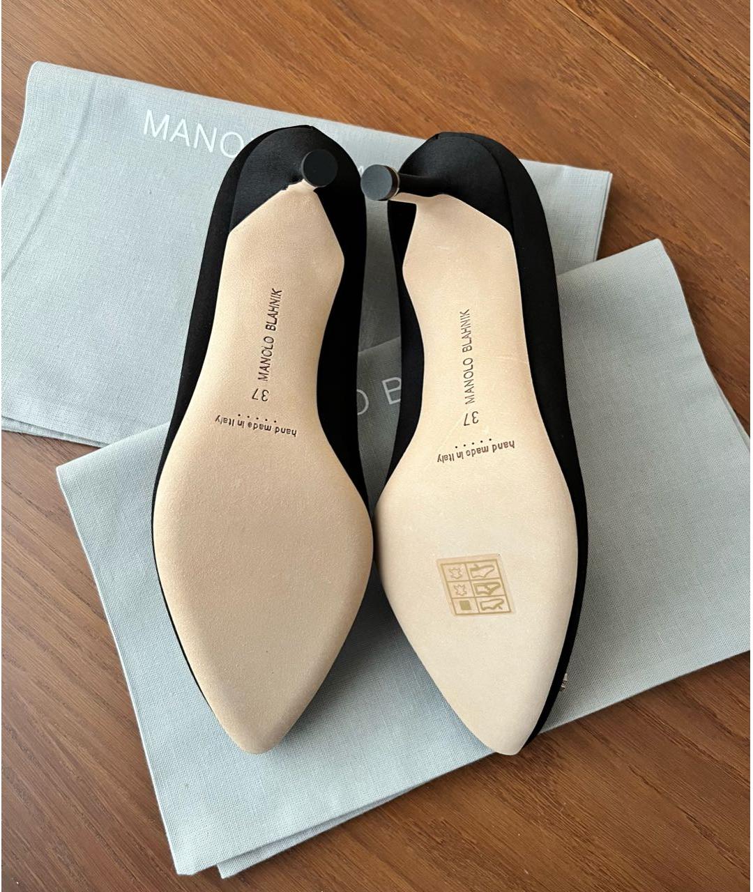 MANOLO BLAHNIK Черные текстильные туфли, фото 4