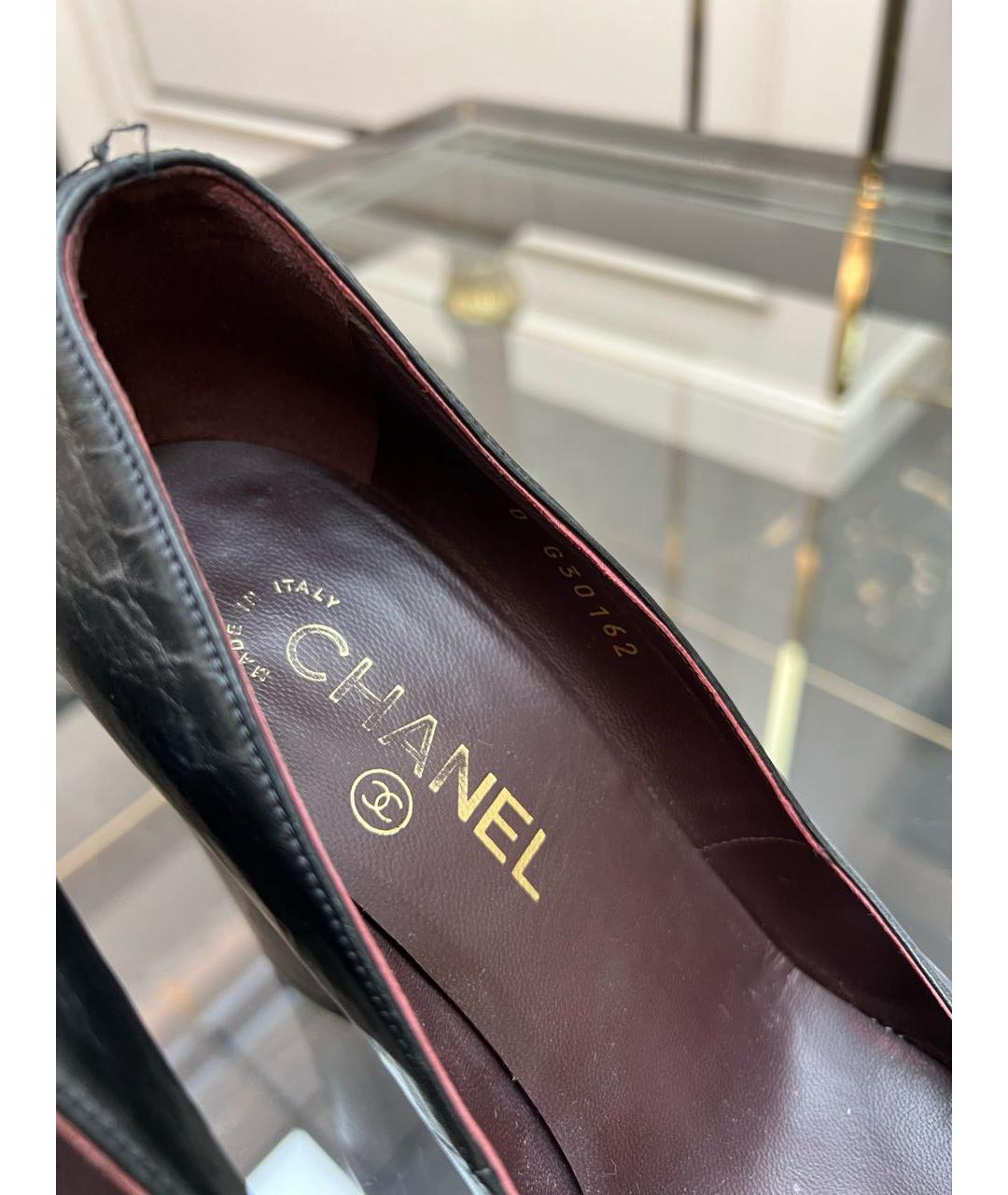CHANEL Черные кожаные туфли, фото 6