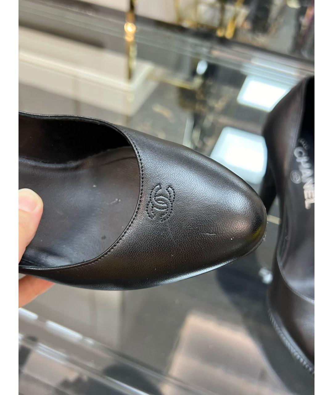 CHANEL Черные кожаные туфли, фото 4