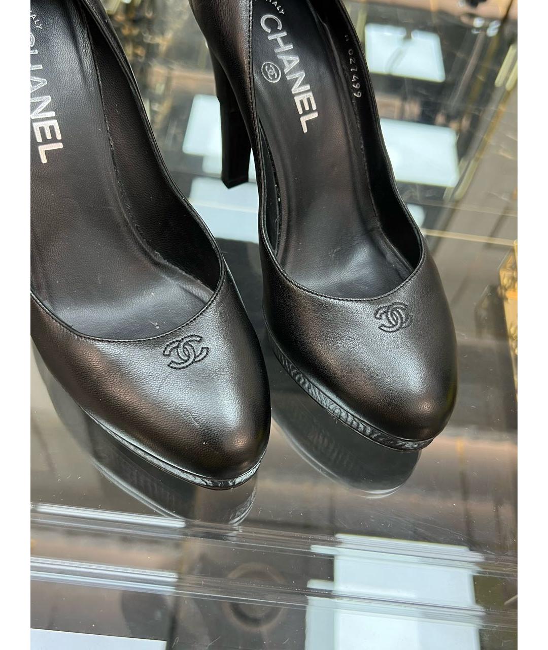 CHANEL Черные кожаные туфли, фото 3