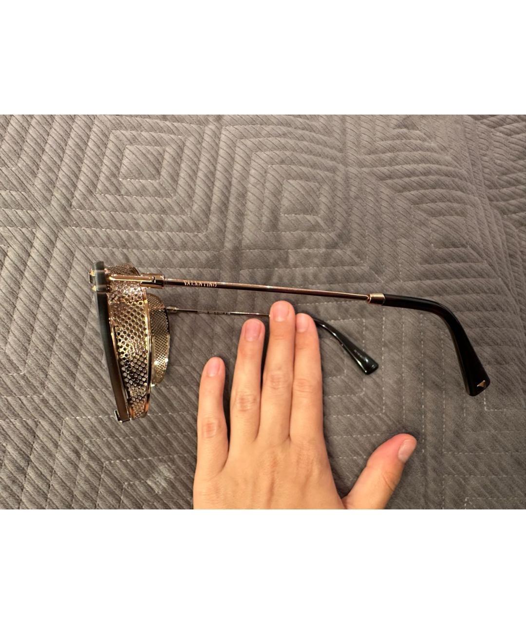 VALENTINO Коричневые металлические солнцезащитные очки, фото 7