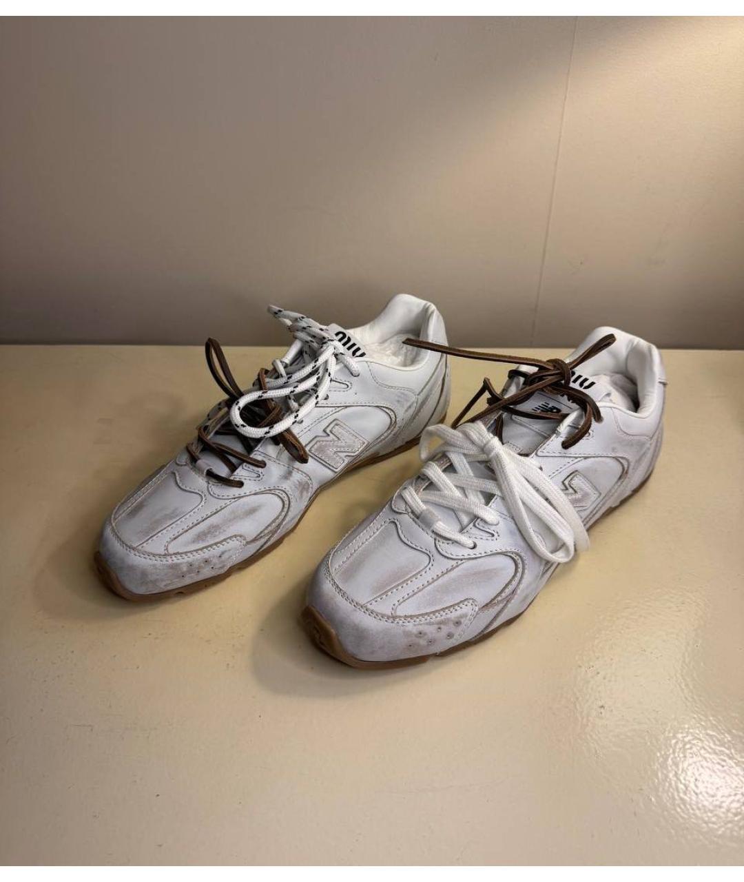 MIU MIU Белые кожаные кроссовки, фото 2