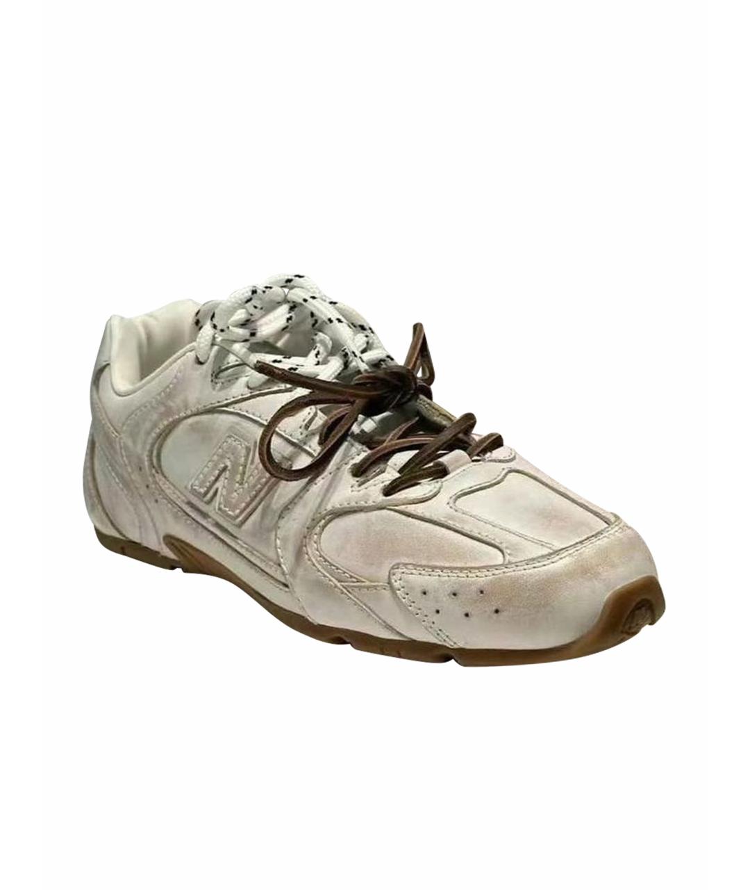 MIU MIU Белые кожаные кроссовки, фото 1
