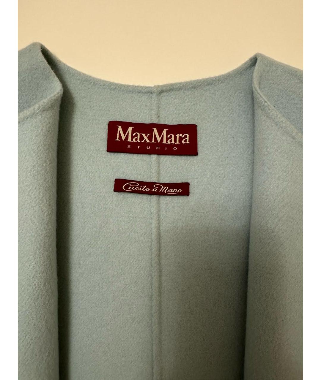 MAX MARA STUDIO Голубое шерстяное пальто, фото 5