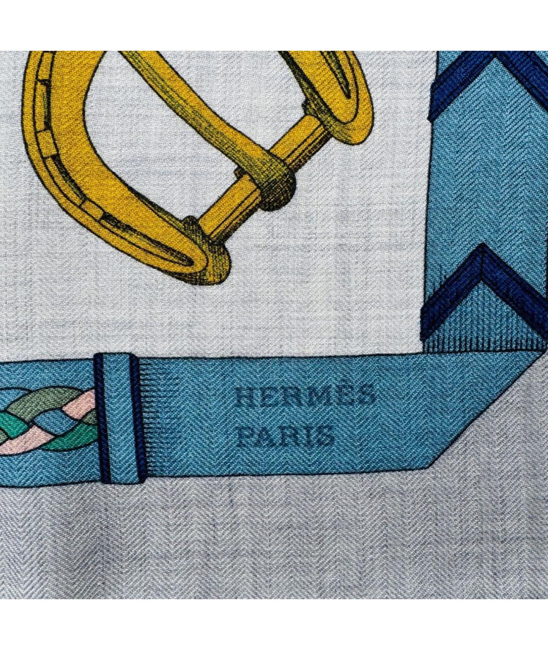 HERMES PRE-OWNED Голубой кашемировый платок, фото 5