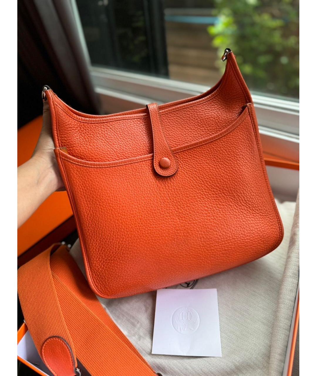 HERMES PRE-OWNED Оранжевая кожаная сумка через плечо, фото 2