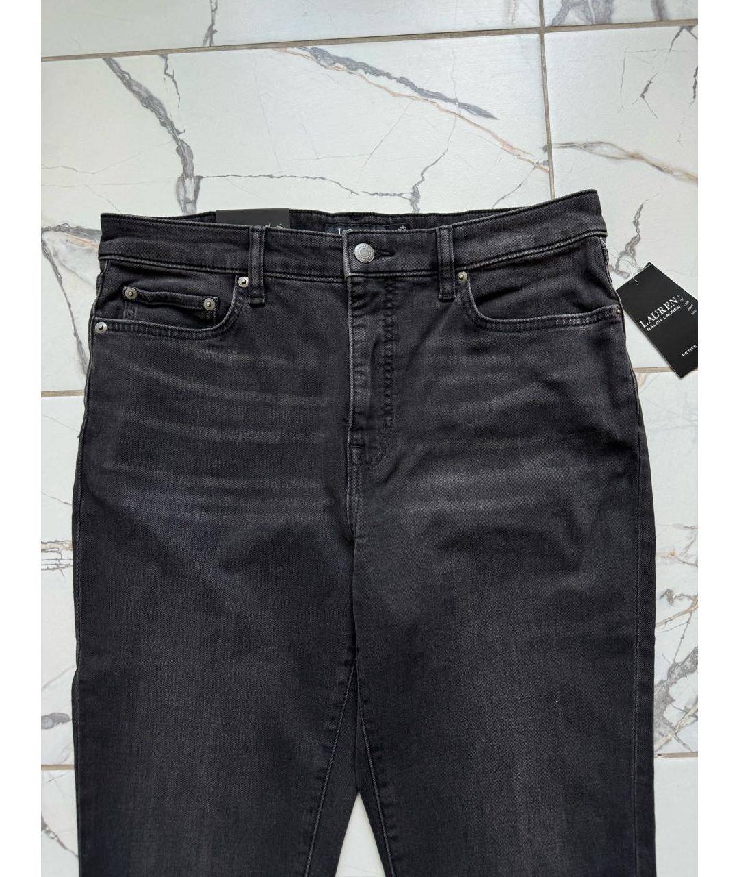 RALPH LAUREN Антрацитовые хлопко-полиэстеровые джинсы слим, фото 2