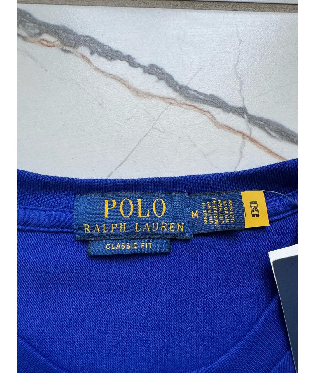 POLO RALPH LAUREN Синяя хлопковая футболка, фото 5