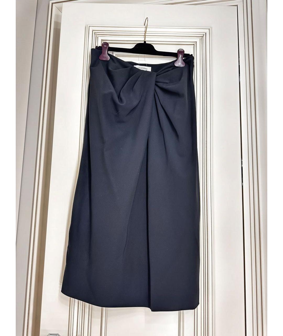 VALENTINO Черная шелковая юбка миди, фото 2