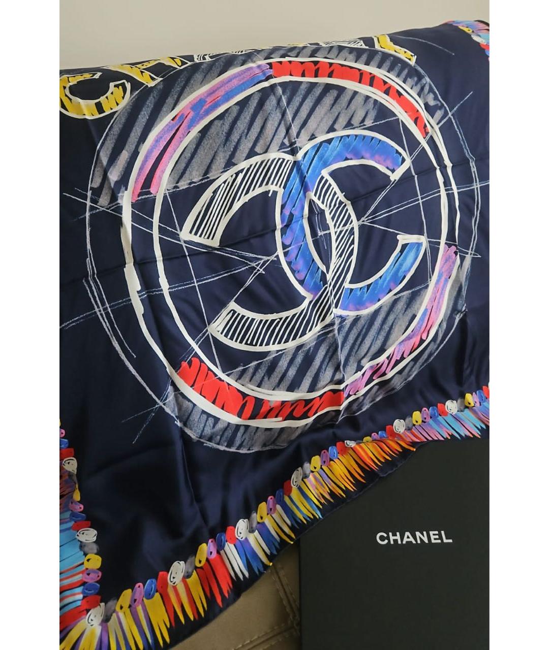 CHANEL PRE-OWNED Черный шелковый платок, фото 5