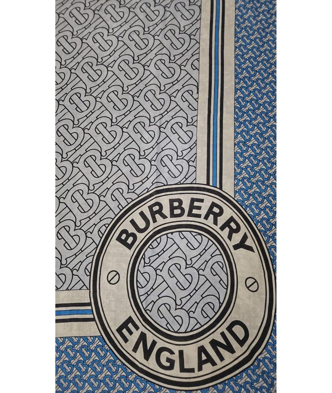 BURBERRY Голубой шелковый платок, фото 1