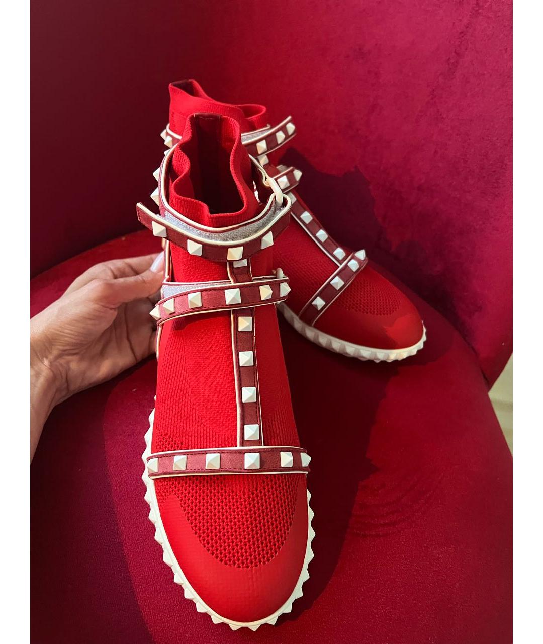 VALENTINO Красные текстильные кроссовки, фото 2