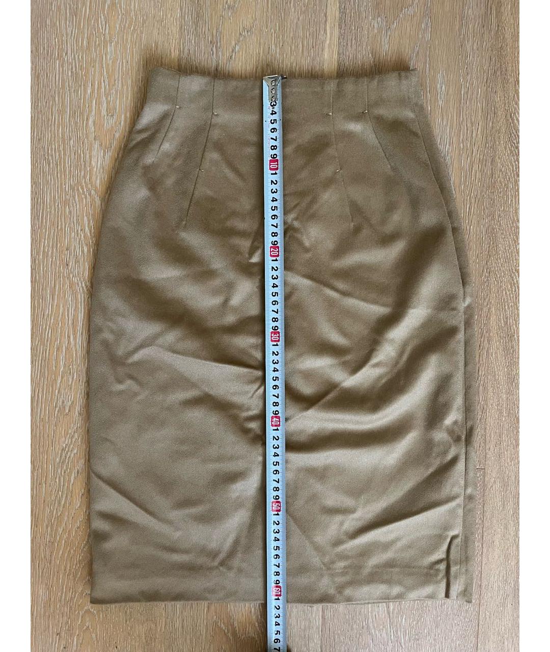 MALO Бежевая кашемировая юбка миди, фото 7