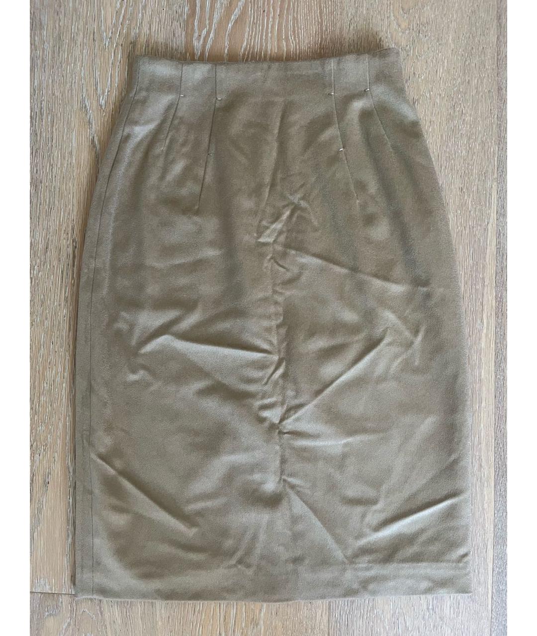 MALO Бежевая кашемировая юбка миди, фото 8