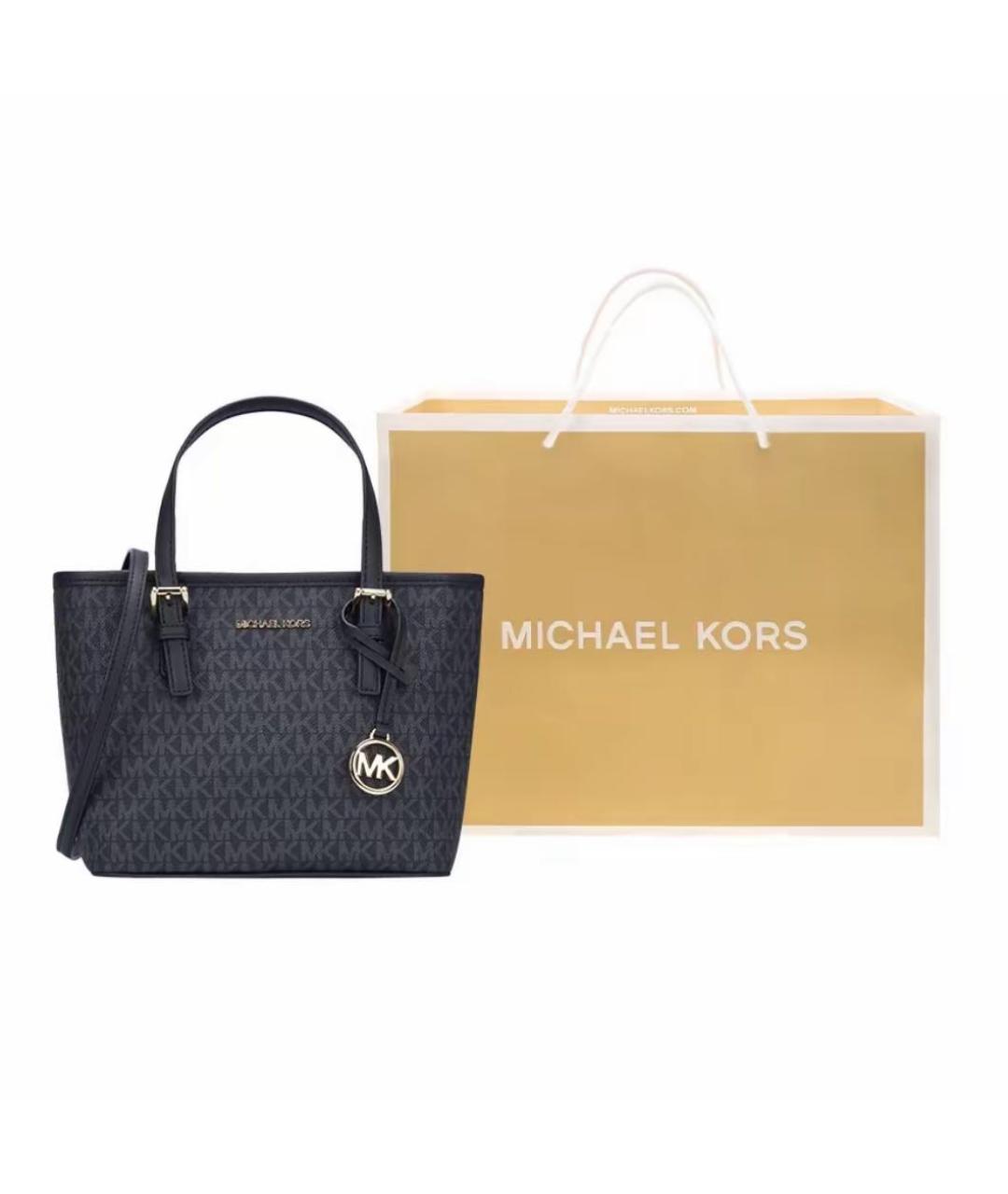 MICHAEL MICHAEL KORS Черная кожаная сумка тоут, фото 8