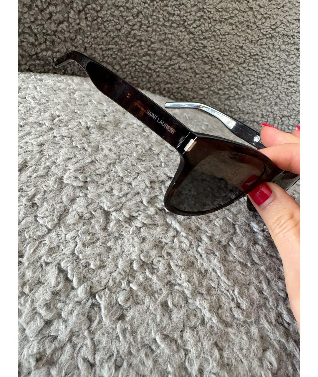 SAINT LAURENT Коричневые пластиковые солнцезащитные очки, фото 5