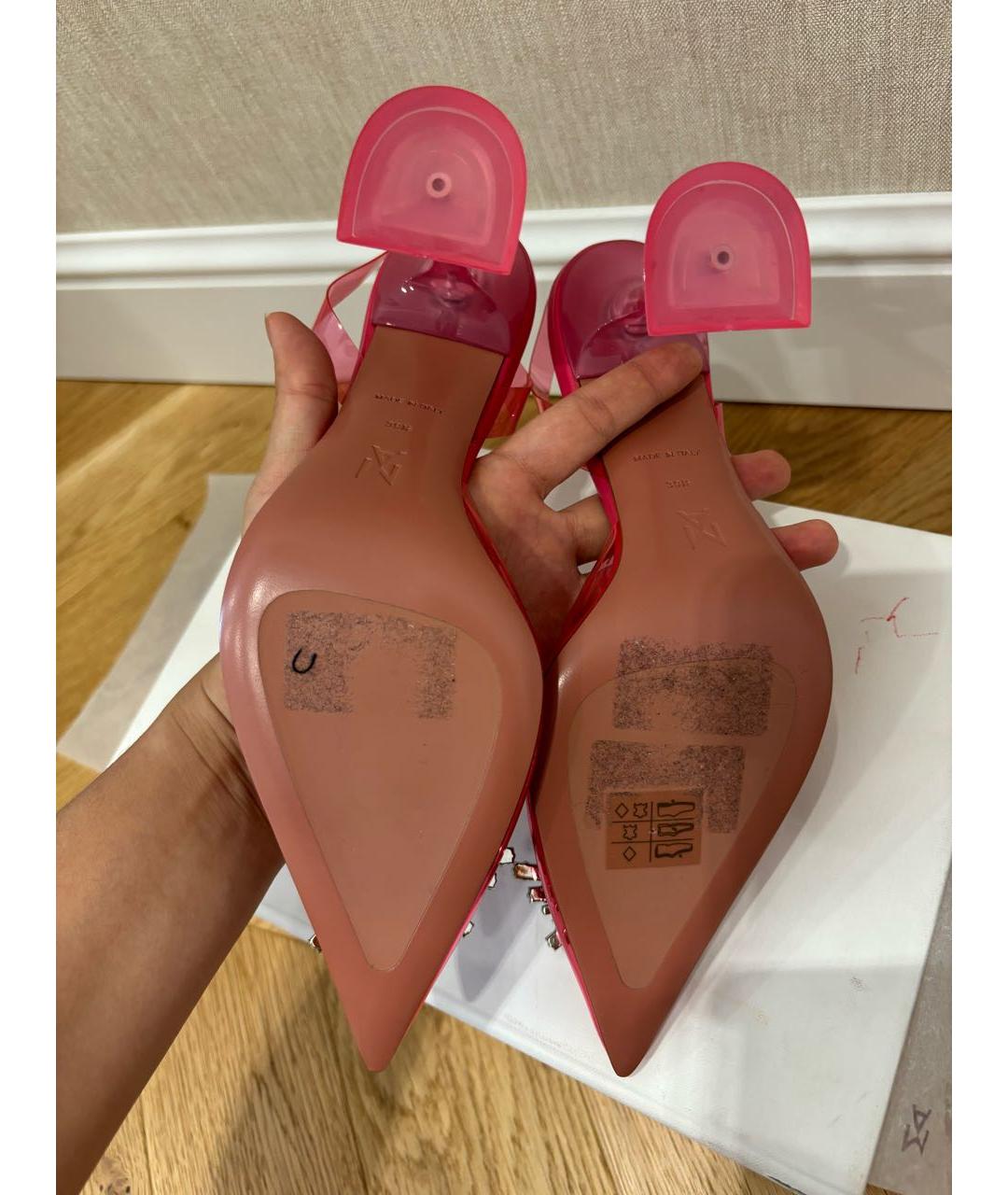 Amina Muaddi Розовые резиновые туфли, фото 3